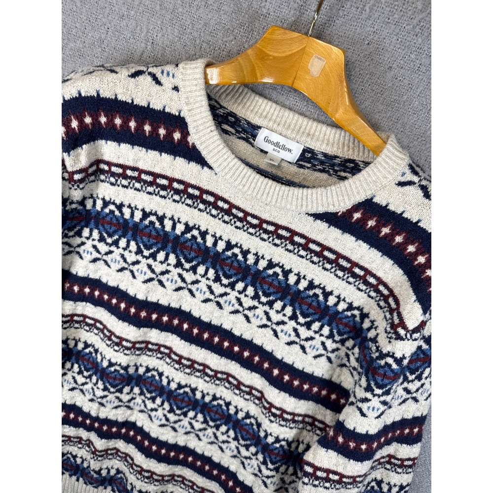 Goodfellow & Co. Mens Size XL Crewneck Pullover Sweater Fair Isle Knit Fisherman